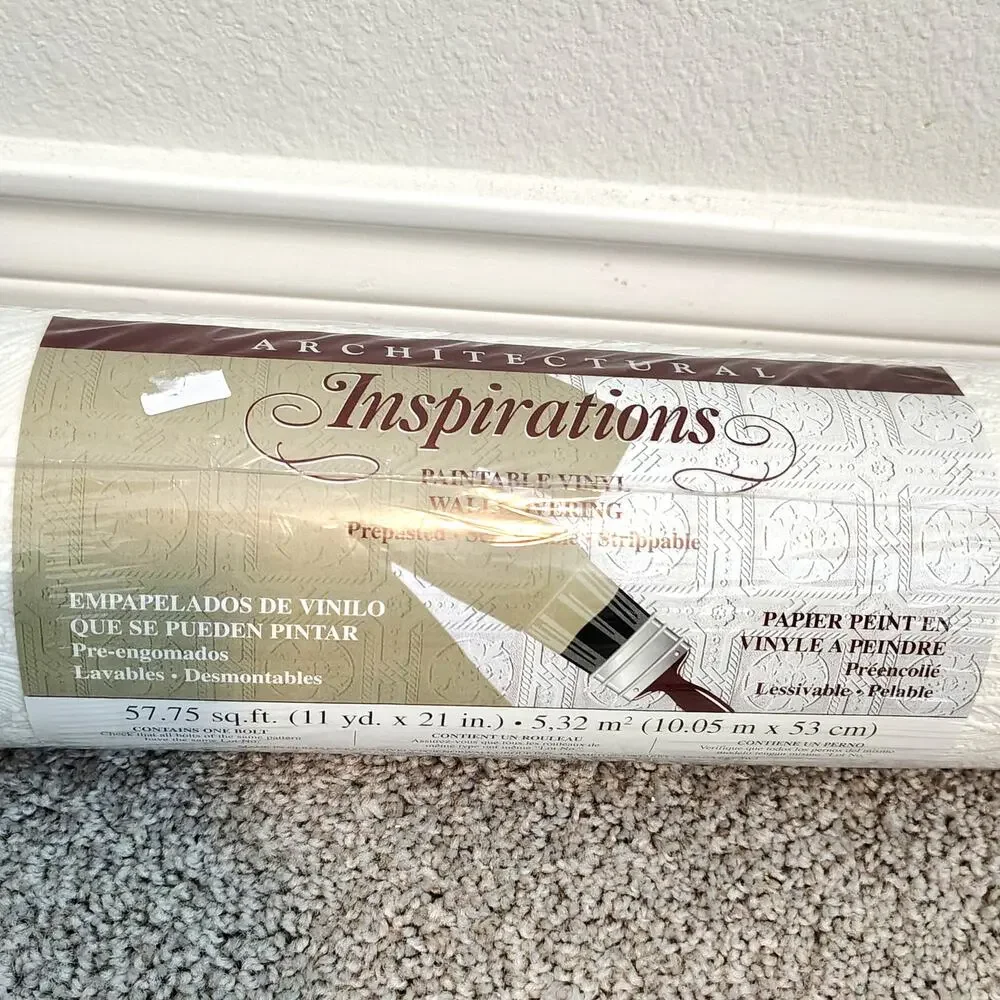 Architectual Inspiration White Paintable Vinyl Wallpaper 57.75 sq ft. 11yd x 21